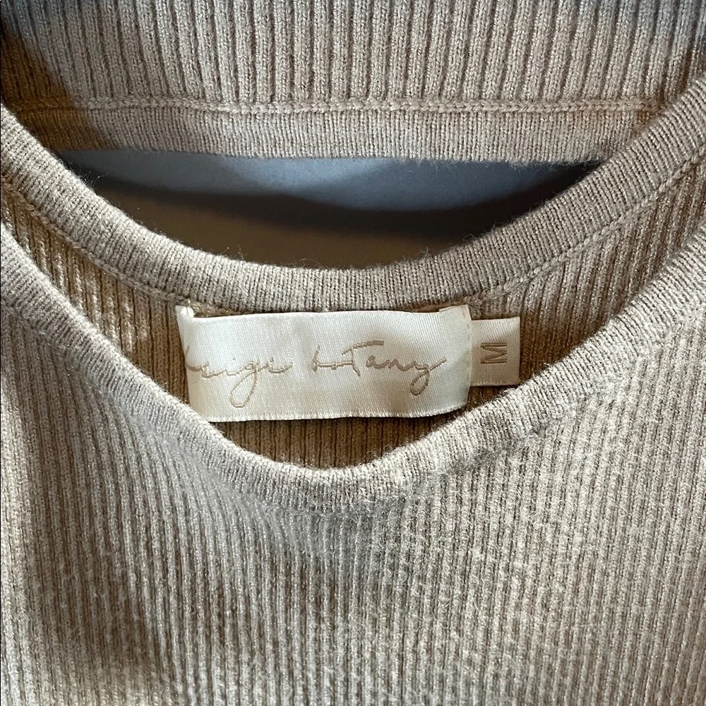 Chic Long Sleeve Beige Knit Dress - Picture 3 of 13